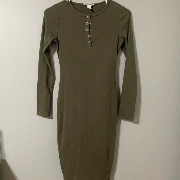 long sleeve midi dress forever 21 Forever 21 Sweater-Knit Midi Dress Olive